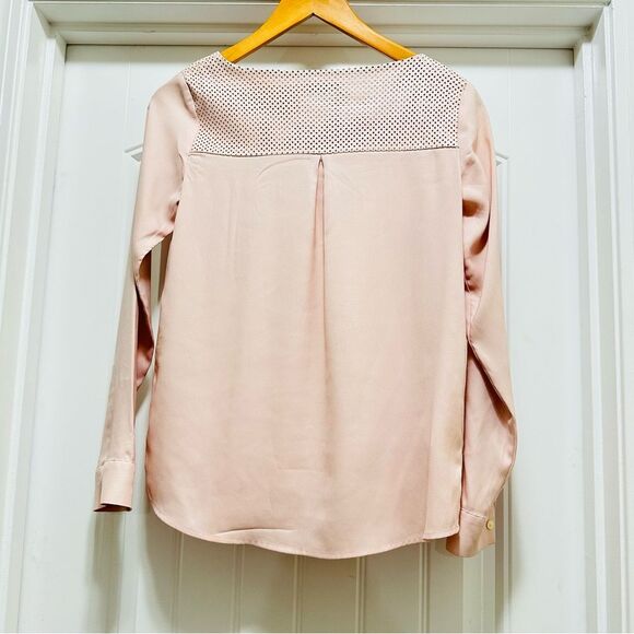 Ann Taylor Dark Navy & Blush Color Long Sleeve Blouses Size XXS - Picture 8 of 11